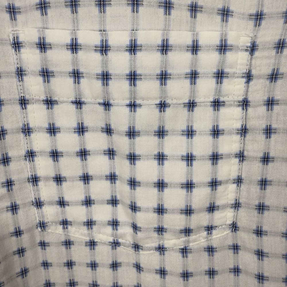 Carbon 2 Cobalt Mens Button‎ Down Shirt Large White Gauze Cotton Metal Buttons - Picture 4 of 9